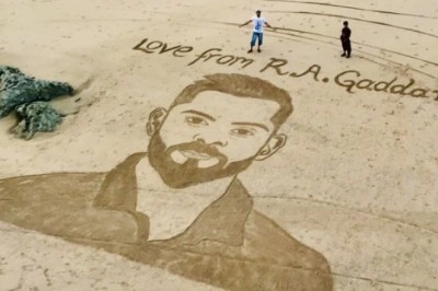 Pakistani fans express love for India's Virat Kohli with sand art