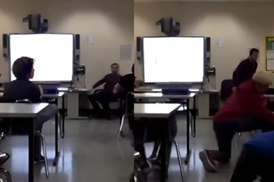 VIDEO: Schoolchildren hide under benches the moment earthquake struck Philippines