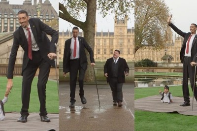 Old video of world's tallest man meeting world's shortest man goes viral. Watch