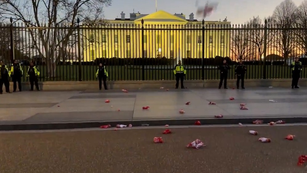 Bloodied baby dolls left outside White House to protest Biden's complicity in Gaza