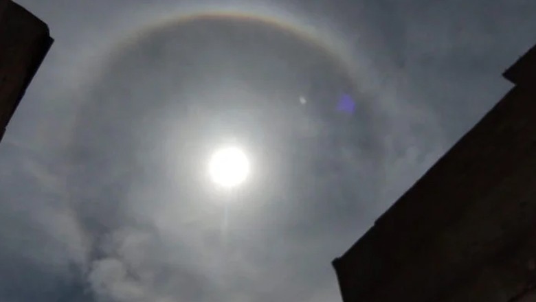 Several parts of Sindh witness 'Halo' around sun