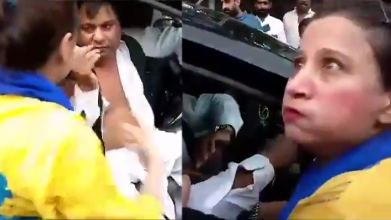 PTI worker Aneela thrashes PML-N’s Tahir Anjum in Lahore