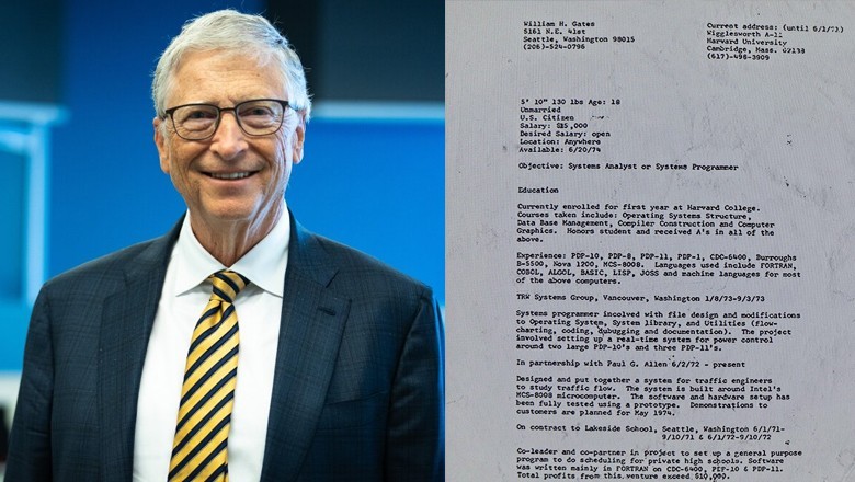 Bill Gates' old resume reveals he earned a whopping $35,000 salary at 18