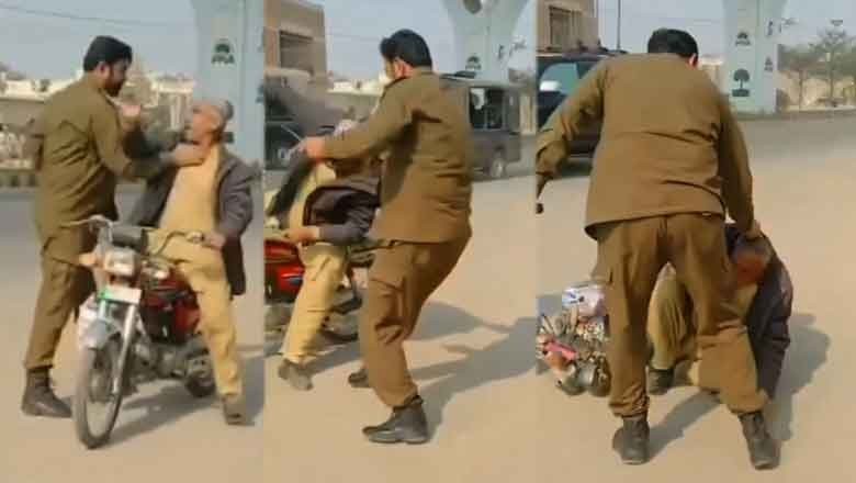Watch: Punjab police cop assaults elderly man for crossing VIP route