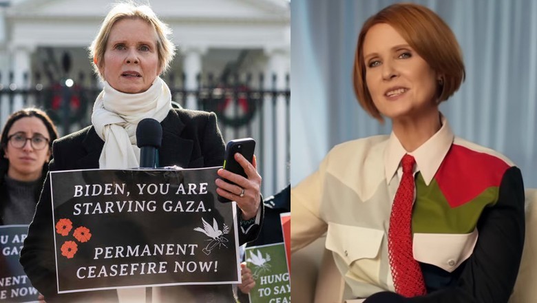 Cynthia Nixon wears Palestinian flag shirt to protest against Israeli atrocities