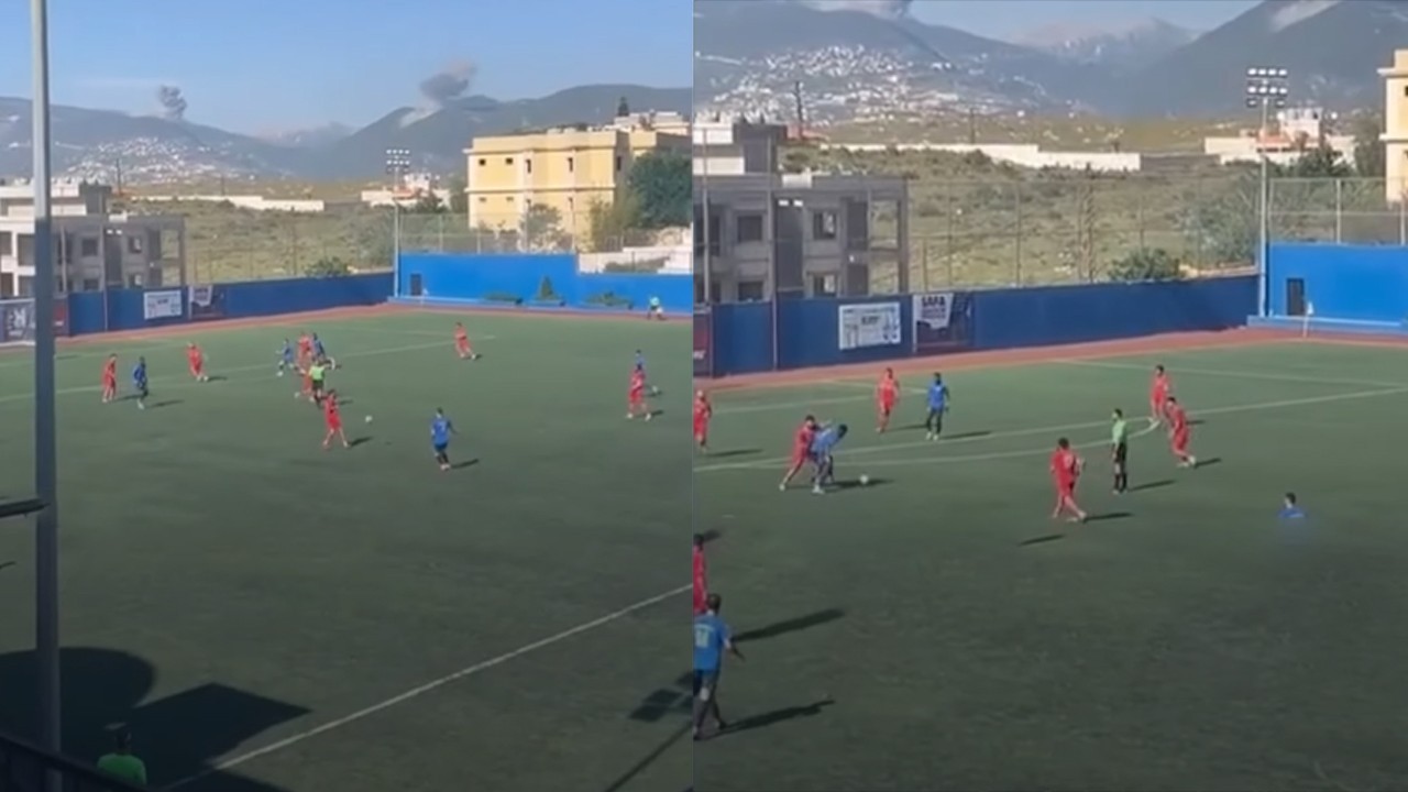 Football match continues amid Israeli airstrikes in Southern Lebanon