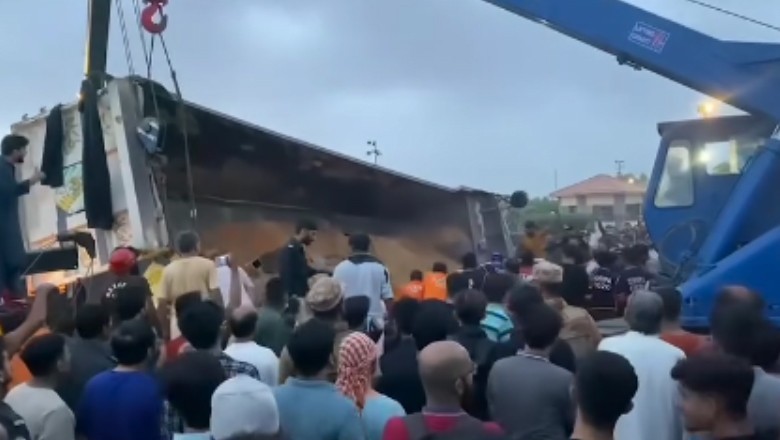 Dumper crushes double cabin vehicle in Karachi, two dead, one injured