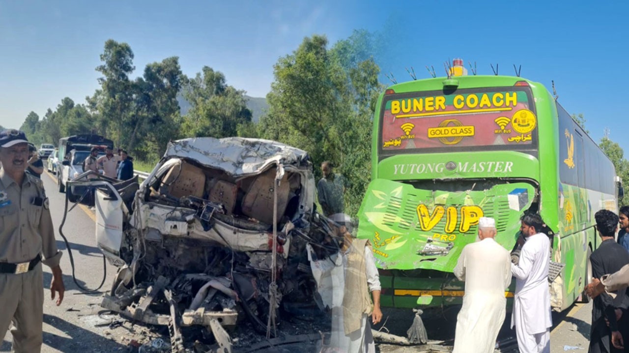 16 killed in Swat Expressway crash after van hits parked bus