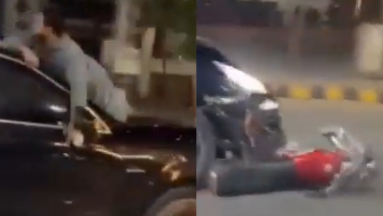 WATCH: Motorcyclist seen on bonnet of moving car in Rawalpindi