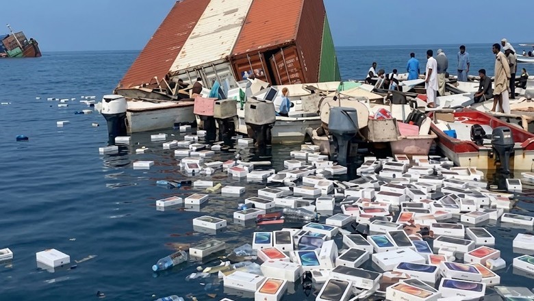 Cargo ship sinks in Strait of Hormuz, Iranian fishermen hunt for iPhones and perfumes