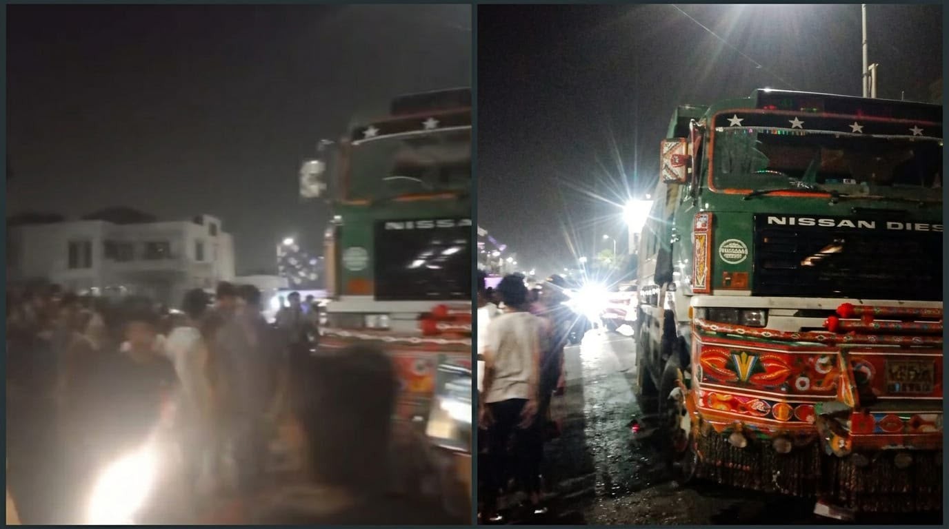 Motorcyclist injured in truck collision on Khayaban-e-Ittehad, Karachi