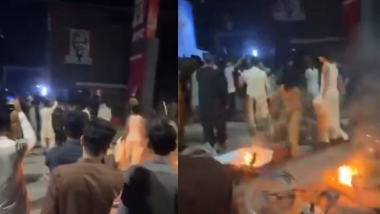 سکھر میں اسرائیل مخالف مظاہرے کے دوران کے ایف سی جلانے پر 10 افراد گرفتار