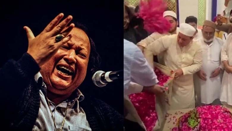 راحت فتح علی خان کی نصرت فتح علی خان کی قبر پر حاضری