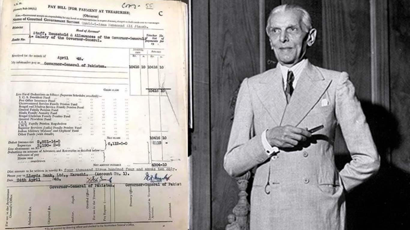 قائد اعظم کی پہلی تنخواہ کتنی تھی اور ٹیکس کتنا کاٹا گیا تھا؟ سلپ سامنے آگئی