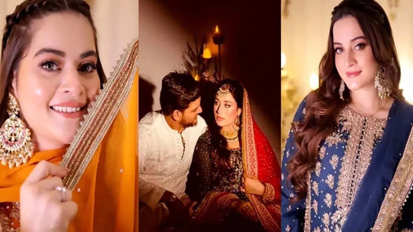 ایمن اور منال کے دلکش انداز نے معاذ خان کی مہندی پر محفل لوٹ لی