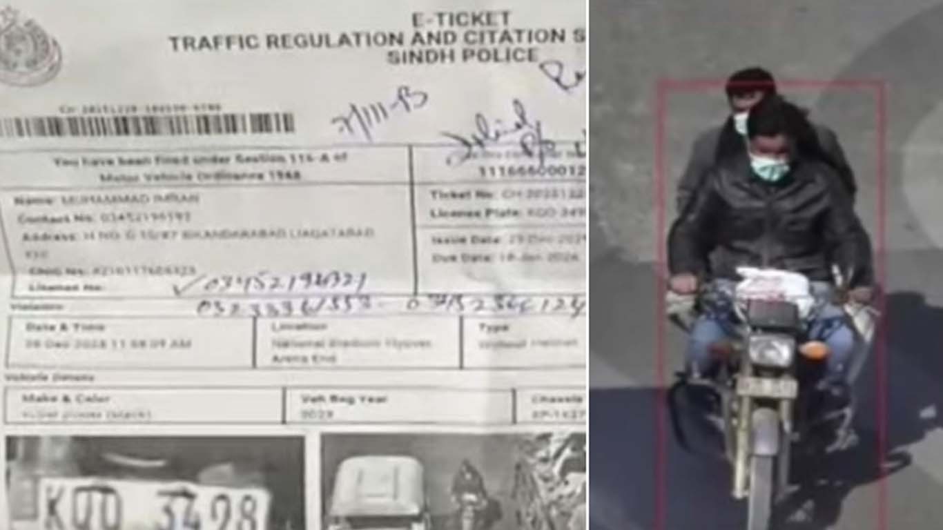 کراچی، ایک اور چوری شدہ موٹر سائیکل کا چالان مالک کو مل گیا