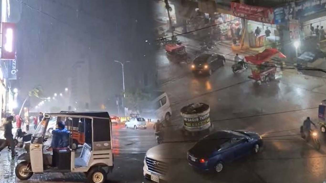 کراچی کے مختلف علاقوں میں طوفانی بارش