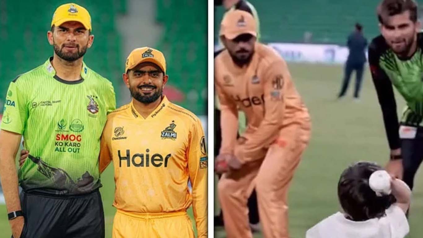 بابر اعظم اور شاہین آفریدی کے بیٹے کے درمیان دلکش لمحہ وائرل ہوگیا